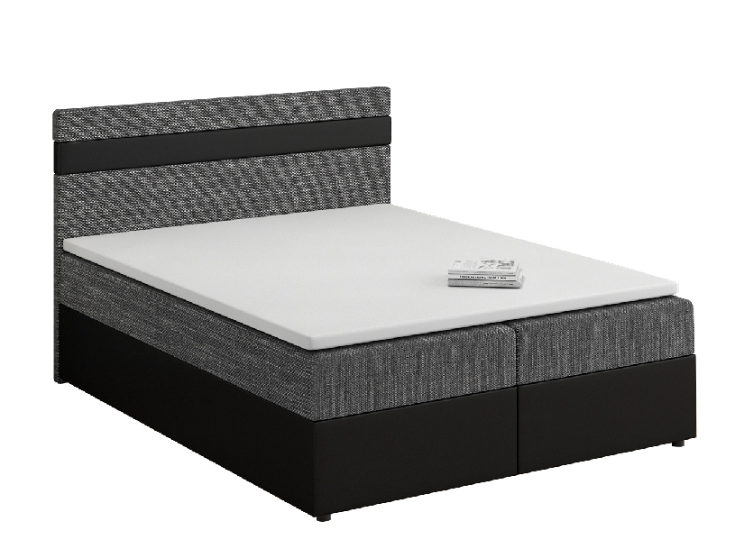 Kontinentálna posteľ 180x200 cm Mimosa Comfort (melíorvaná sivá + čierna) (s roštom a matracom)