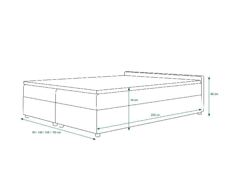 Manželská posteľ Boxspring 140 cm Ceren (vzor + tmavosivá) (s matracom a úložným priestorom)