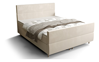 Manželská posteľ  Boxspring 180 cm Flu plus (svetlobéžová) (s matracom a úložným priestorom)