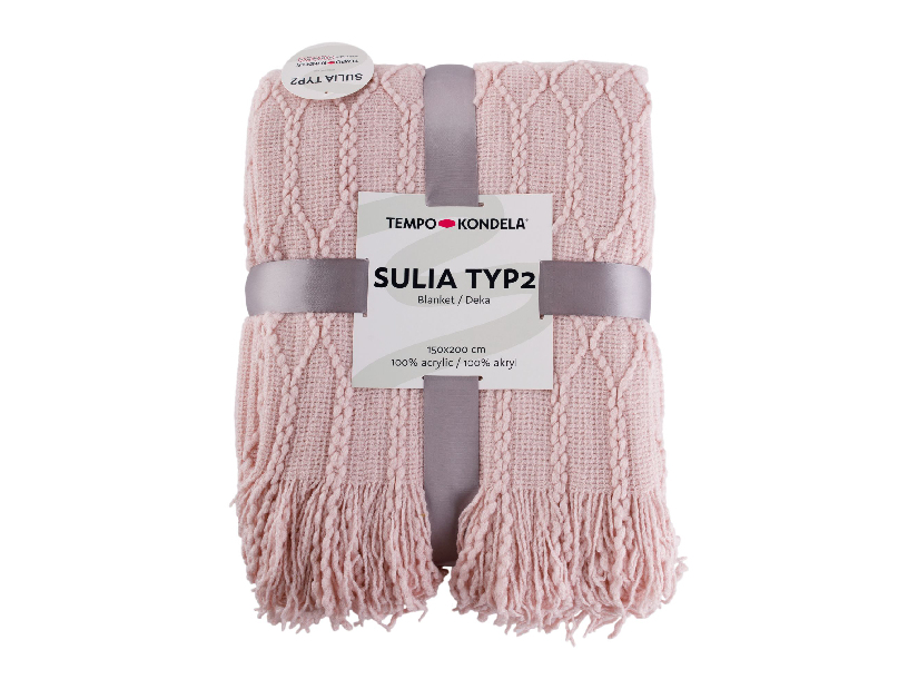 Pletená deka so strapcami 120x150 cm Solia Typ 2(svetloružová)