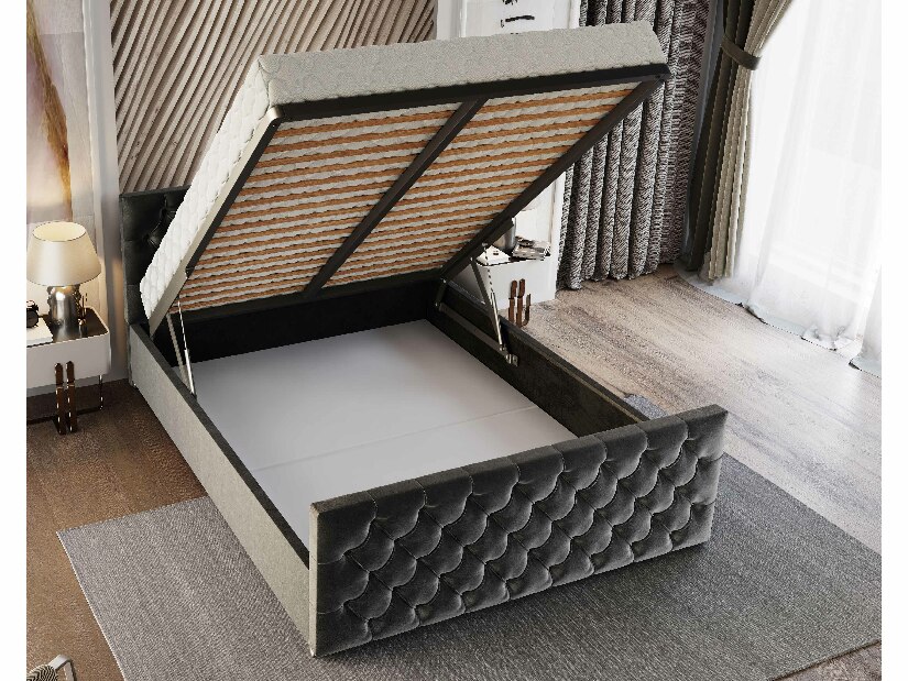 Manželská posteľ 160 cm Velva (hnedá) (s roštom a úložným priestorom)