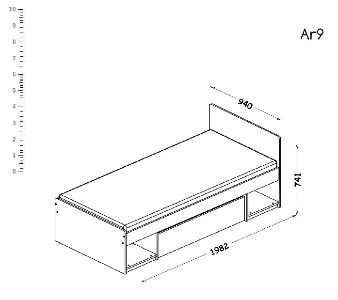 Jednolôžková posteľ typ AR9 90x195 cm Alishia (biela)