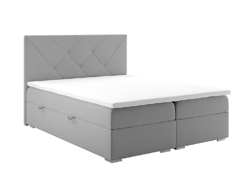 Kontinentálna posteľ 180 cm Darro (sivá) (s úložným priestorom)