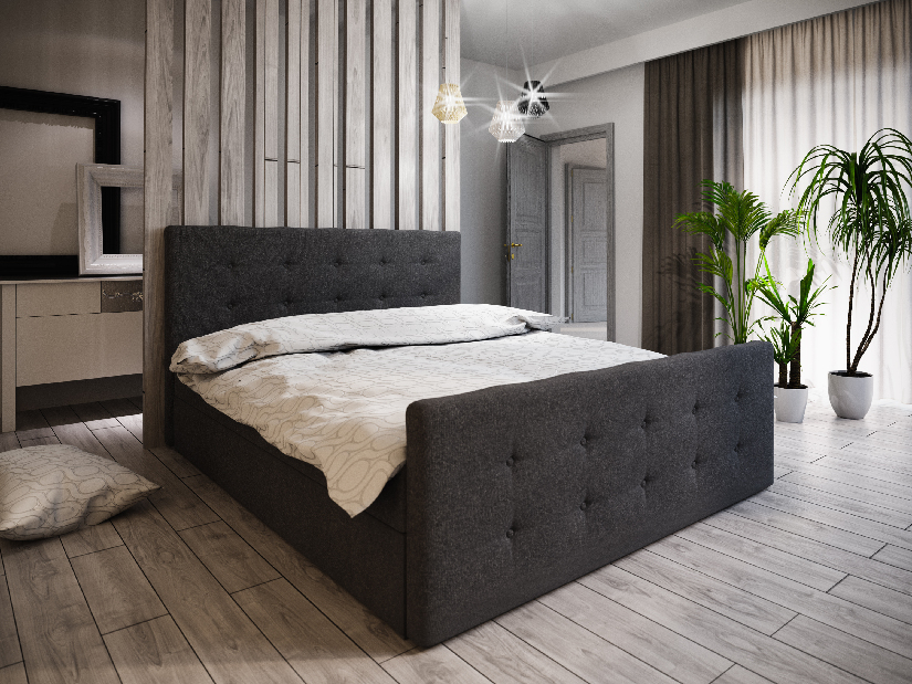 Manželská posteľ Boxspring 180 cm Milagros 1 (čierna) (s matracom a úložným priestorom)