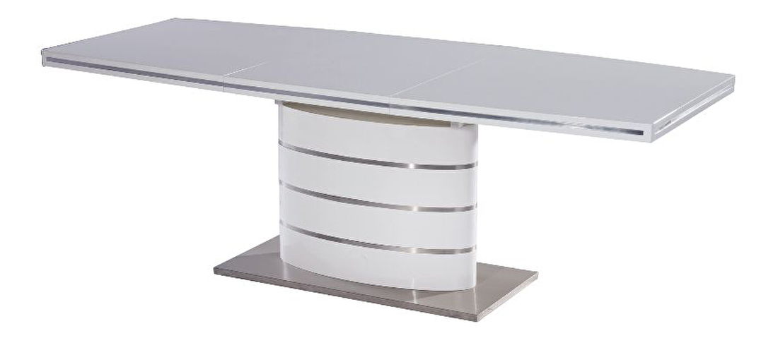 Rozkladací jedálenský stôl 120-180 cm Florinda (biela + vysoký lesk biely) (pre 4 až 8 osôb)