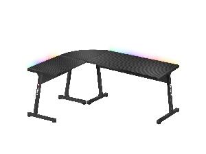 Rohový PC stolík Hyperion 6.0 (čierna + viacfarebná) (s LED osvetlením)