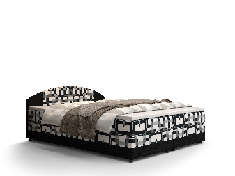 Manželská posteľ  Boxspring 160 cm Orlando (vzor + tmavohnedá) (s matracom a úložným priestorom)