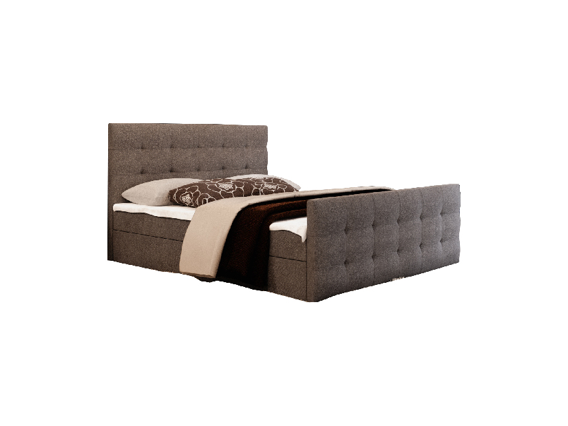 Manželská posteľ Boxspring 200 cm Milagros Comfort 2 (sivá) (s matracom a úložným priestorom)