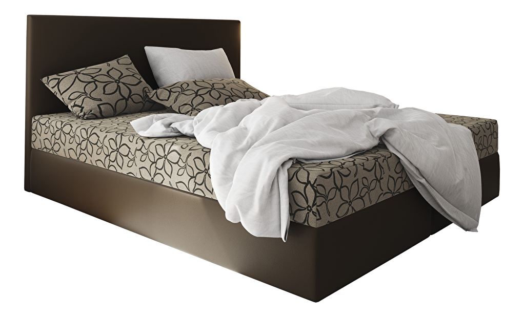 Manželská posteľ Boxspring 140 cm Lilac (vzor + hnedá) (s matracom a úložným priestorom)