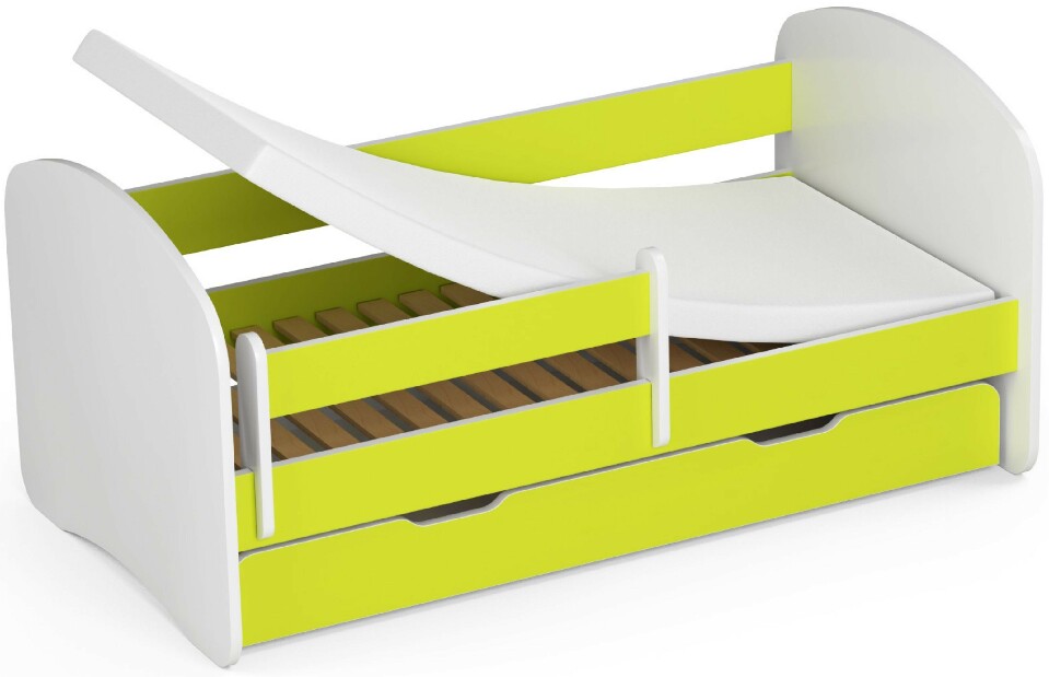 Detská posteľ Pranshi (limetková) (s matracom)