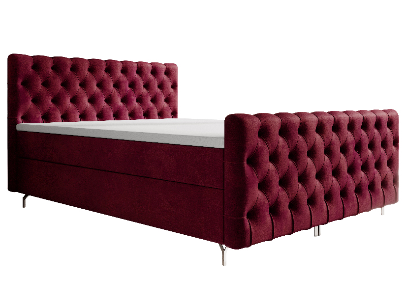 Manželská posteľ 160 cm Clinton Comfort (bordová) (s roštom, s úl. priestorom)
