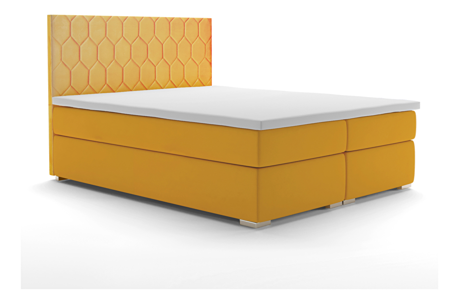 Kontinentálna posteľ 160 cm Piranno (žltá) (s úložným priestorom)