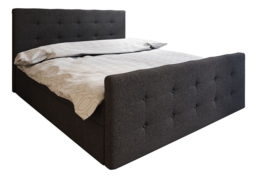 Manželská posteľ Boxspring 160 cm Milagros 1 (čierna) (s matracom a úložným priestorom)