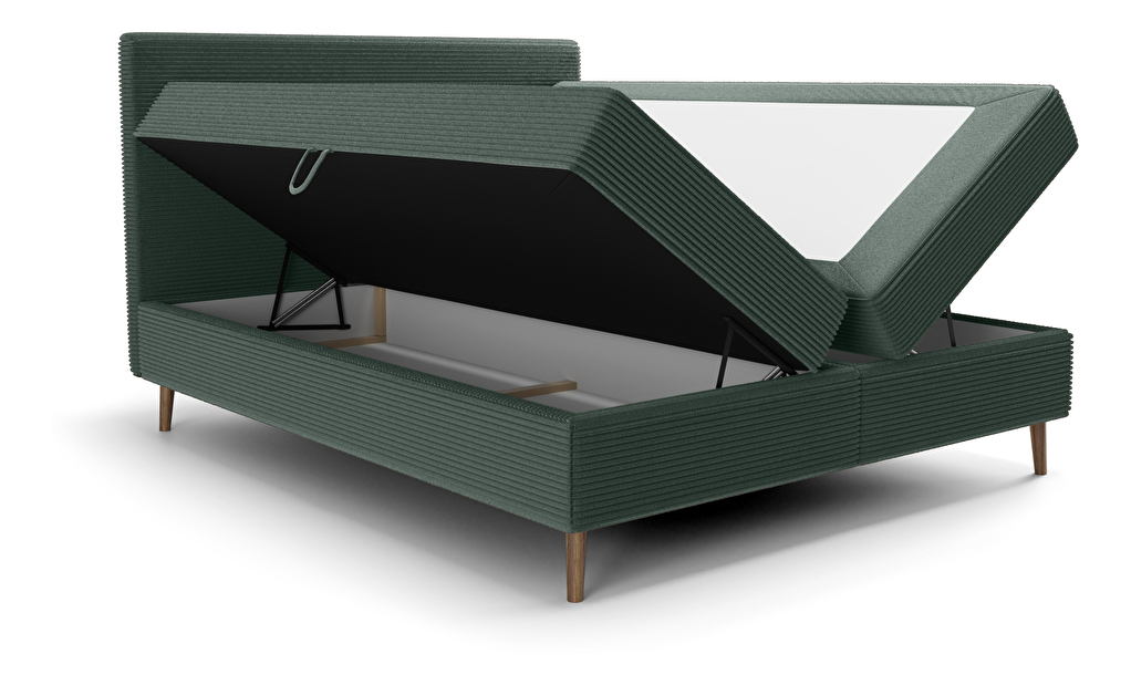 Manželská posteľ 140 cm Napoli Bonell (zelená) (s roštom, s úl. priestorom)