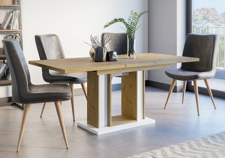 Jedálenský stôl Farug (artisan + biela) (pre 6 až 8 osôb)