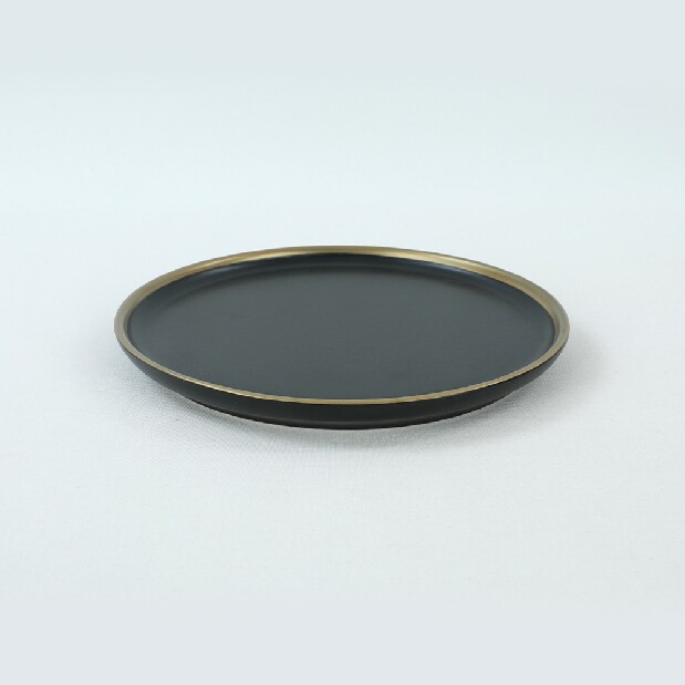 Sada dezertných tanierov (6 ks.) Saturn (čierna + zlatá)