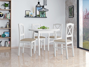 Okrúhly stôl so 4 stoličkami AL55 Mirjan Axel (Biela + béžová)