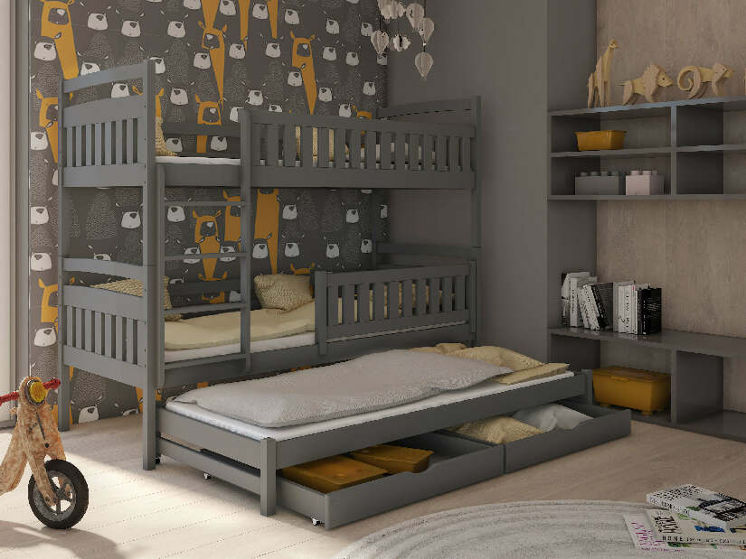 Detská posteľ 80 x 180 cm BLAIR (s roštom a úl. priestorom) (grafit)