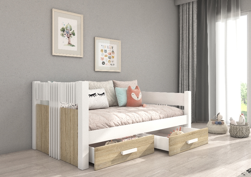 Detská posteľ 180x80 cm s matracom Buppi (sonoma)
