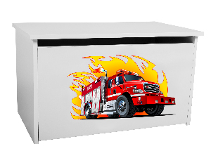 Úložný box pre deti Davina (biela + hasičké auto)