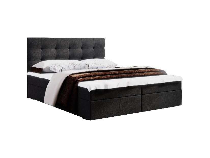 Manželská posteľ Boxspring 140 cm Fade 2 Comfort (čierna) (s matracom a úložným priestorom)