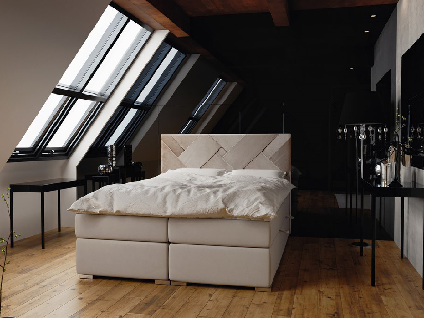 Kontinentálna posteľ 180 cm Melo (čierna ekokoža) (s úložným priestorom)