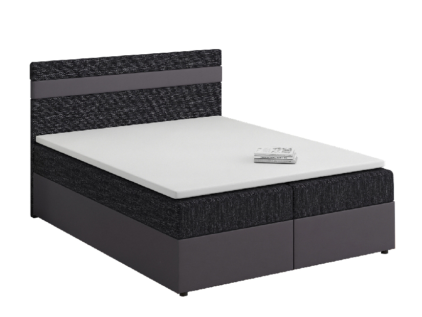 Kontinentálna posteľ 160x200 cm Mimosa Comfort (melírovaná čierna + tmavosivá) (s roštom a matracom)
