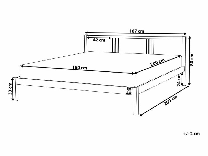 Manželská posteľ 160 cm VALLES (s roštom) (biela)