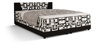Manželská posteľ  Boxspring 160 cm Linda (vzor + čierna) (s matracom a úložným priestorom) *výpredaj
