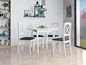 Okrúhly stôl so 4 stoličkami Mirjan Axel (Biela + sivá)