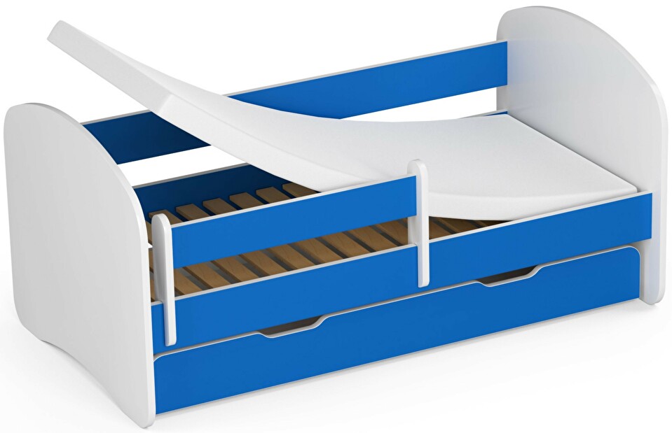Detská posteľ Pranshi (modrá) (s matracom)