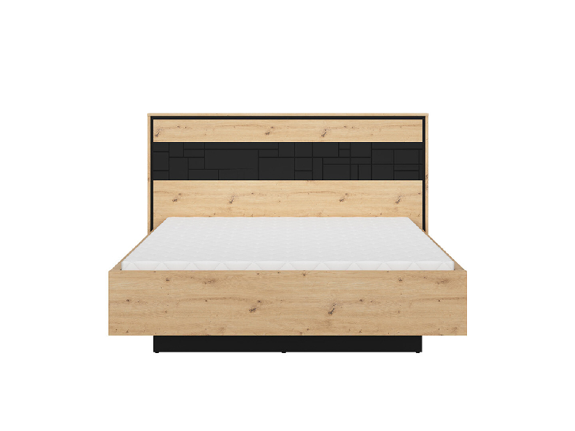 Manželská posteľ 160 cm BRW Pont LOZ/160 (s roštom) (dub artisan + čierna matná)
