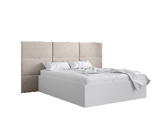 Manželská posteľ s čalúneným čelom 160 cm Brittany 2 (biela matná + krémová) (s roštom)
