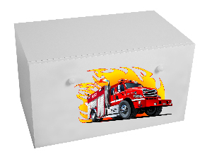 Úložný box pre deti Ione (biela + hasičské auto)