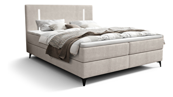 Manželská posteľ 180 cm Ortega Comfort (svetlosivá) (s roštom a matracom, s úl. priestorom) (s LED osvetlením)