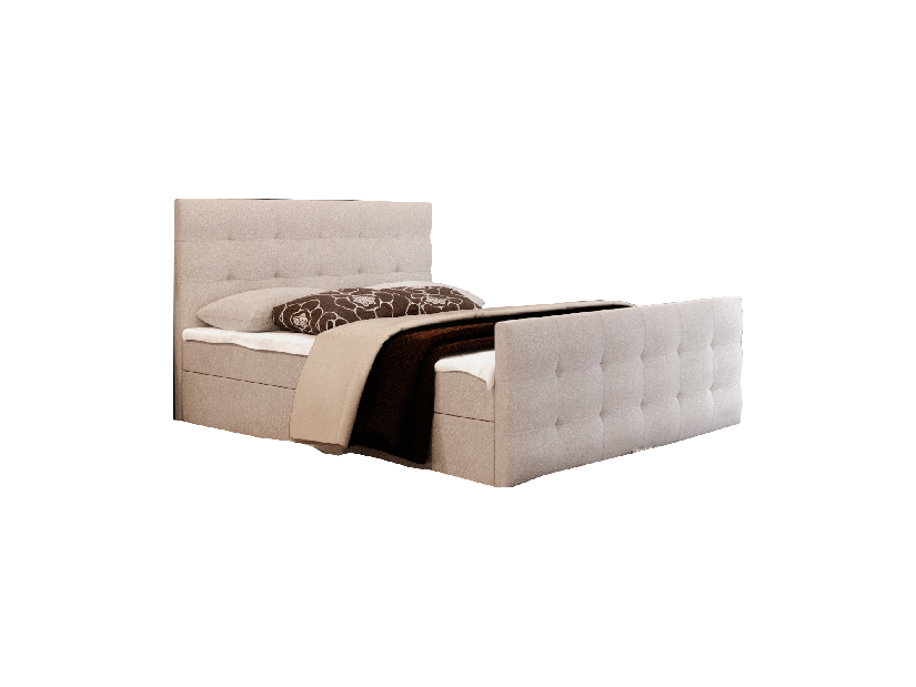 Manželská posteľ Boxspring 140 cm Milagros Comfort 2 (béžová) (s matracom a úložným priestorom)