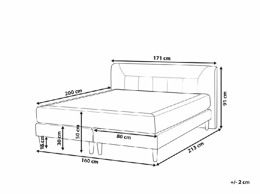 Manželská posteľ 160 cm MARIASSE (sivá) (s roštom)