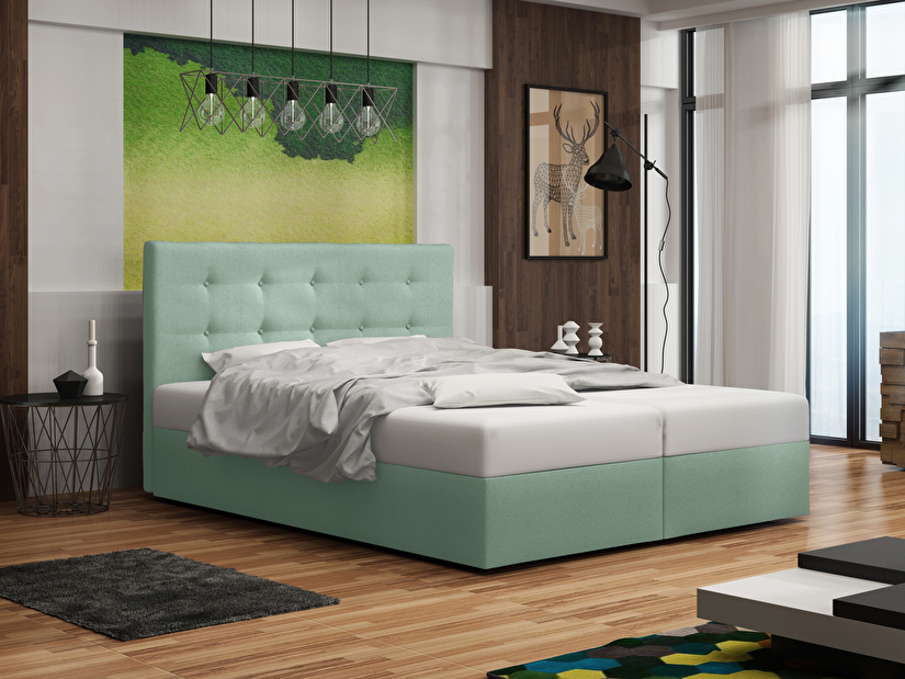 Manželská posteľ Boxspring 140 cm Duel 1 Comfort (mätová) (s matracom a úložným priestorom)