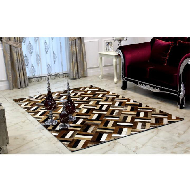 Kožený koberec 70x140cm Kazuko TYP 02 (hovädzia koža + vzor patchwork)