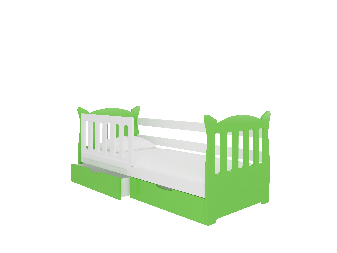 Detská posteľ 160x75 cm Lenka (s roštom a matracom) (biela + zelená)