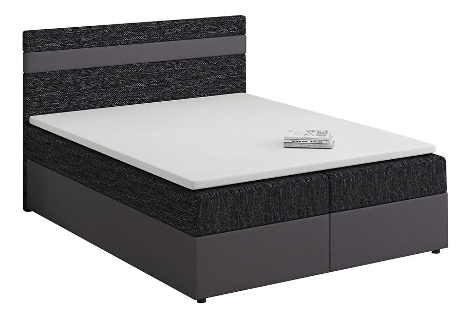 Kontinentálna posteľ 160x200 cm Mimosa Comfort (melírovaná čierna + tmavosivá) (s roštom a matracom)
