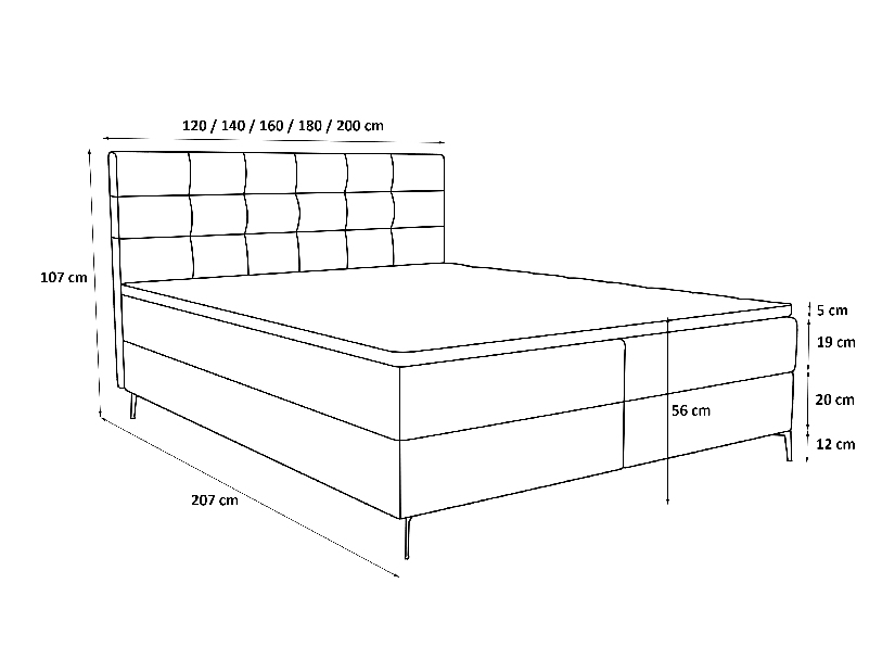 Jednolôžková posteľ 120 cm Infernus Comfort (béžová) (s roštom, s úl. priestorom)
