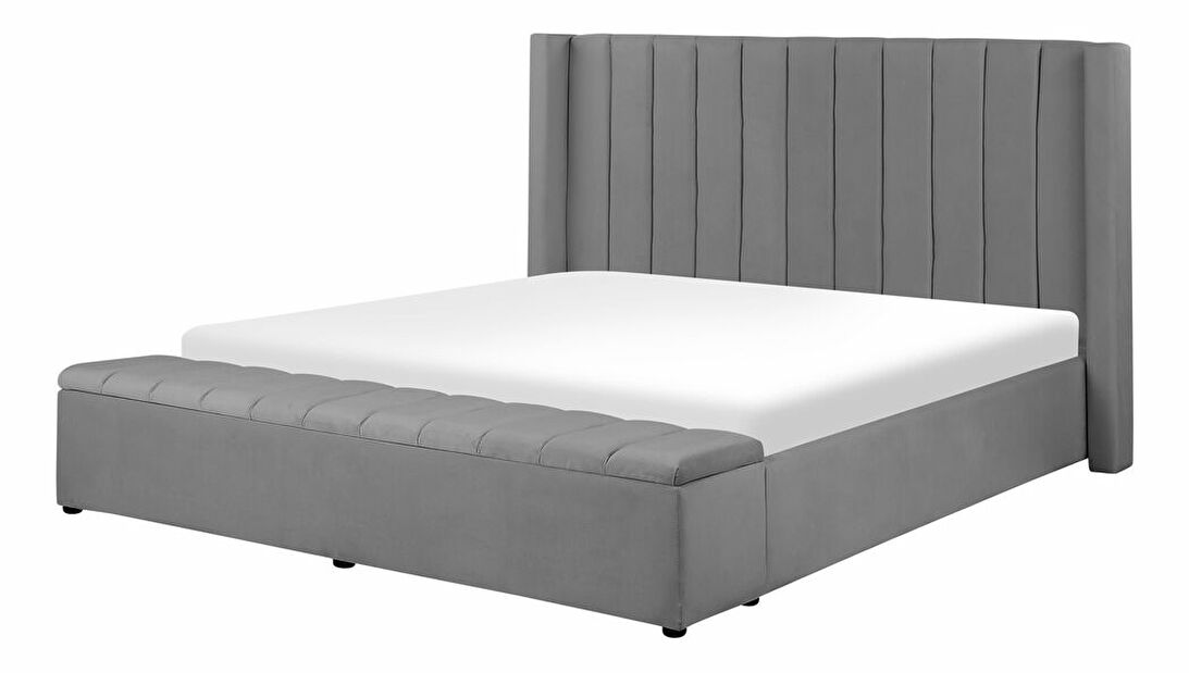 Manželská posteľ 160 cm NAIROBI (textil) (sivá) (s roštom)