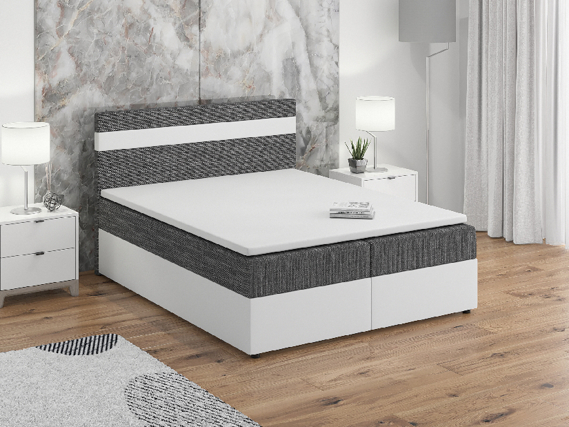 Kontinentálna posteľ 140x200 cm Mimosa Comfort (melírovaná sivá + biela) (s roštom a matracom)