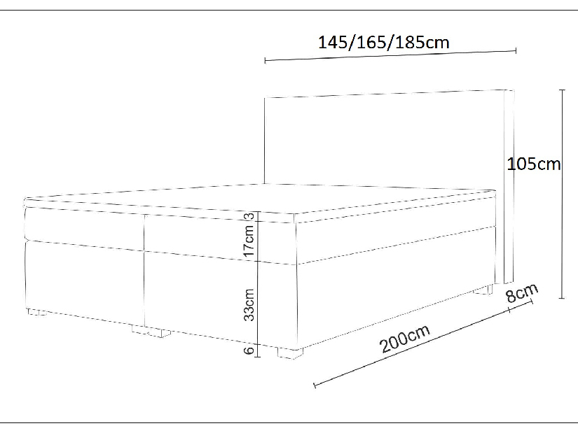 Manželská posteľ Boxspring 160 cm Simon (čierna) (s matracom, bez úložného priestoru)