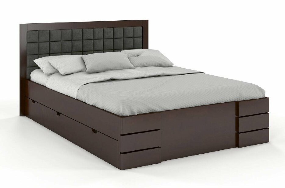 Manželská posteľ 160 cm Naturlig Storhamar High Drawers (buk)