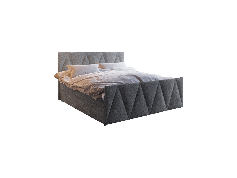 Manželská posteľ Boxspring 180 cm Milagros 3 (sivá) (s matracom a úložným priestorom)
