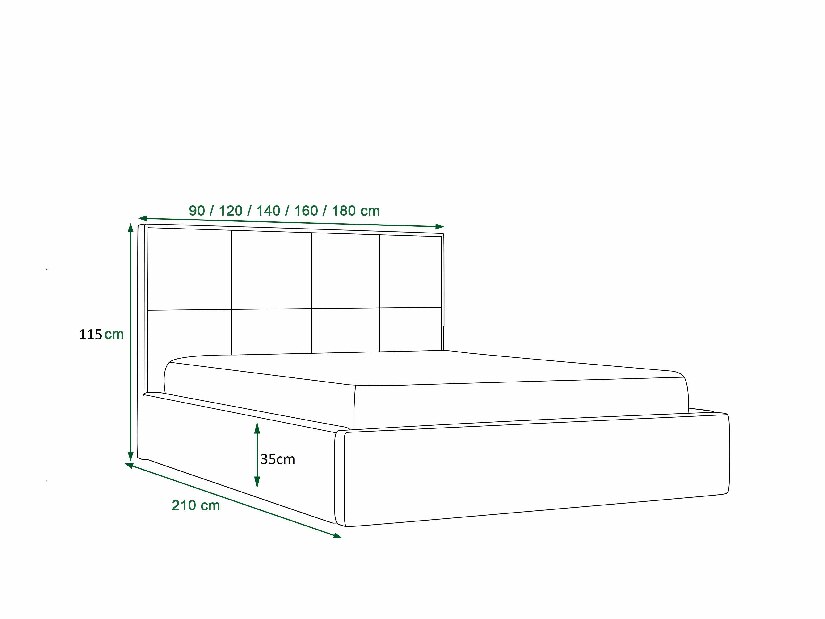 Manželská posteľ 160 cm Alfonso (tmavozelená) (s roštom a úložným priestorom)