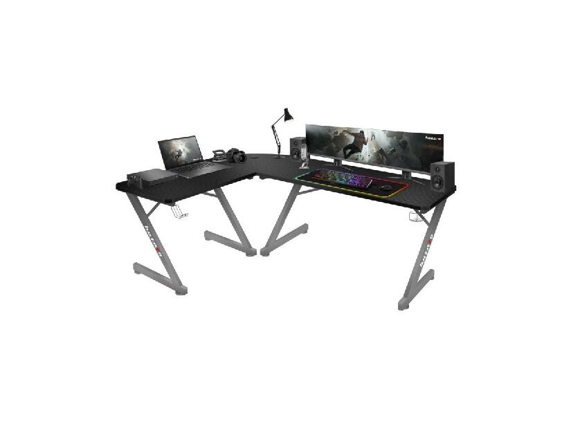 Rohový PC stolík Hyperion 7.0 (čierna + sivá)