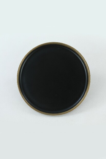 Sada dezertných tanierov (6 ks.) Saturn (čierna + zlatá)